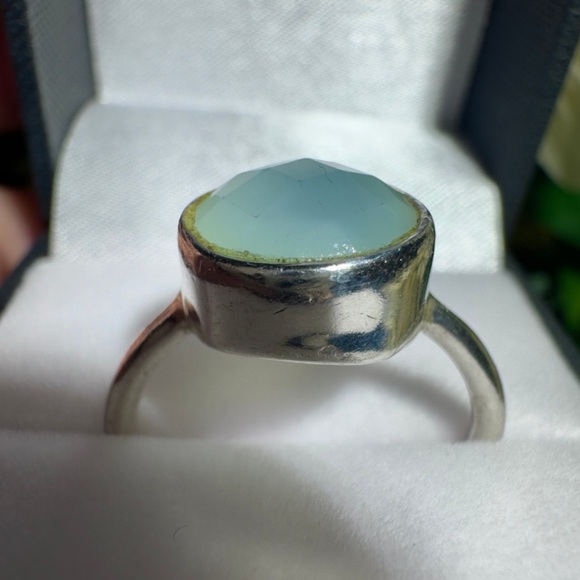 Sterling Silver Light Blue Green Teardrop Gemstone Ring Solid 925 Sterling Silve - Picture 3 of 15